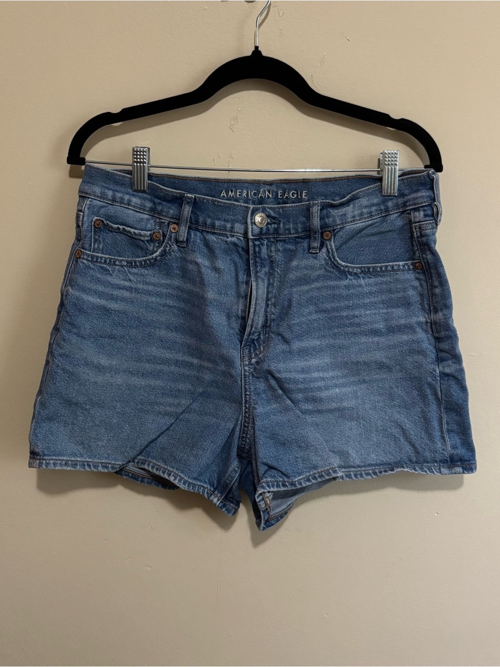 American Eagle Relaxed Strigid High Rise Denim Shorts Size 10 Medium Wash